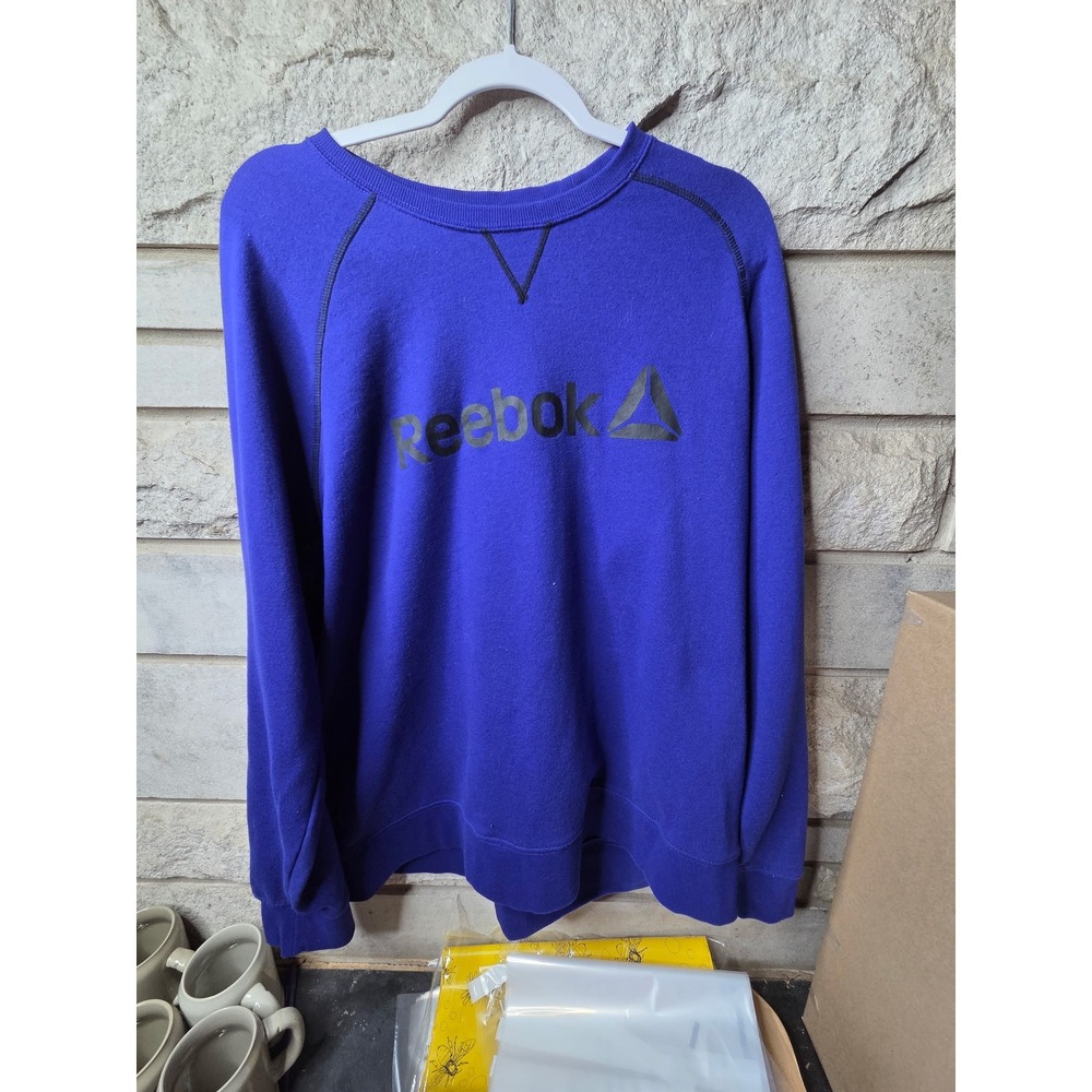 Reebok‎ Mens 2XL Royal Blue Raglan Crewneck Sweatshirt REM214PC00 Logo Pullover